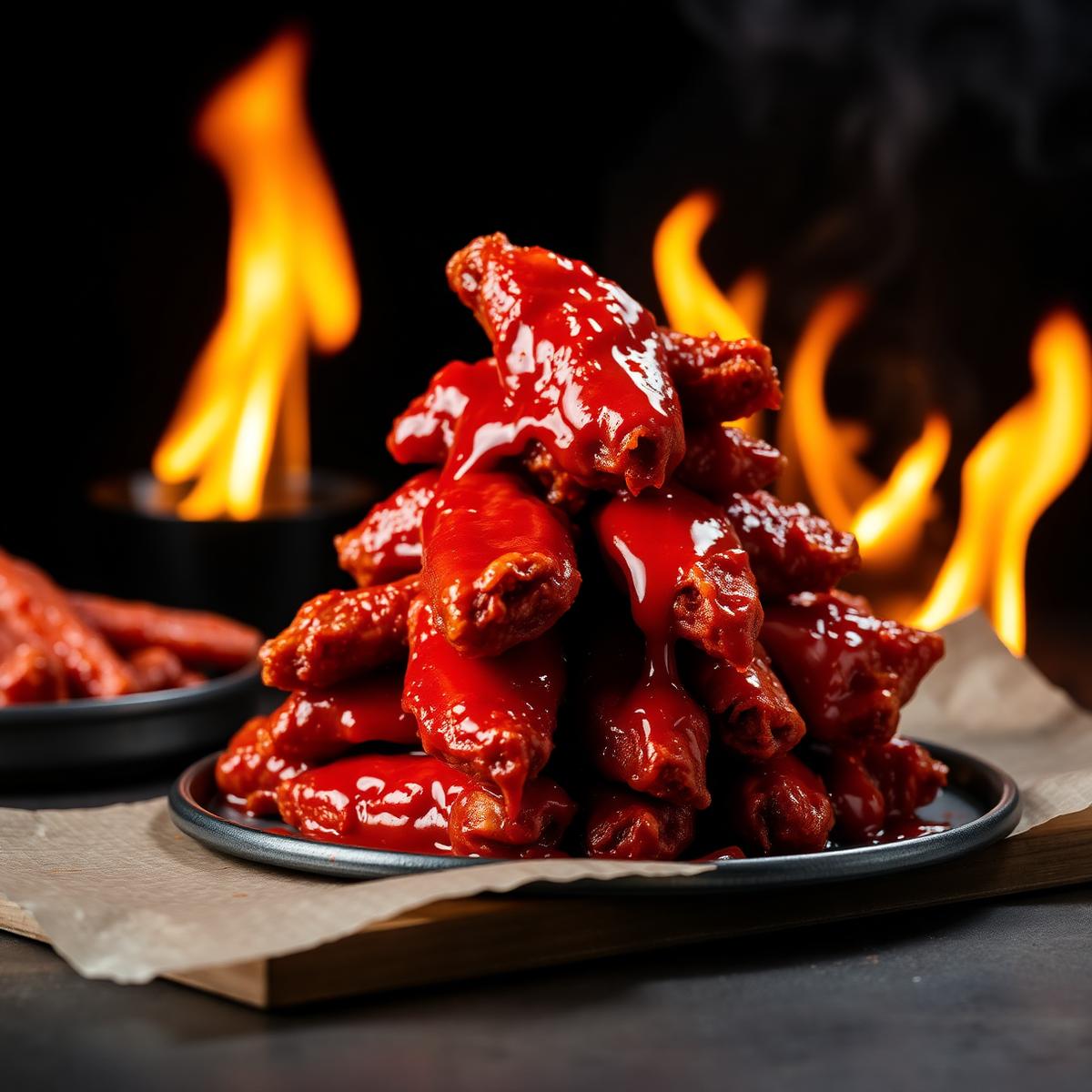 Saucy wings stacked high